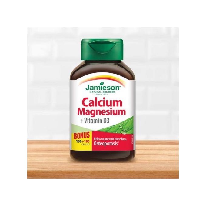 Jamieson Calcium Magnesium + D3 Caplets 200 Capsules
